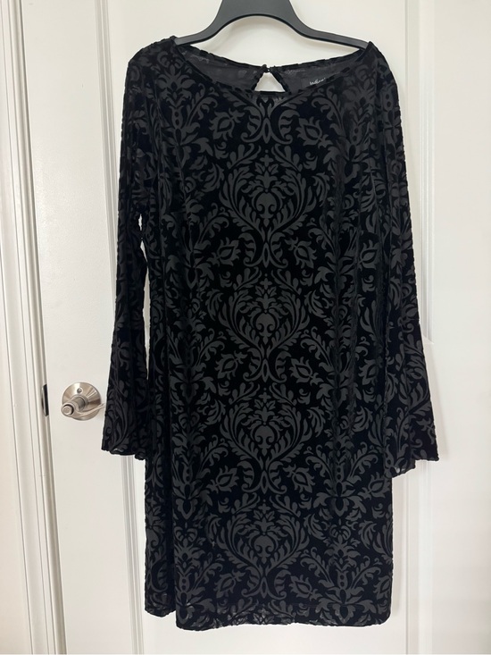 Indication Dresses & Skirts - Black Burnout Velvet Long Sleeve Dress bell sleeves
